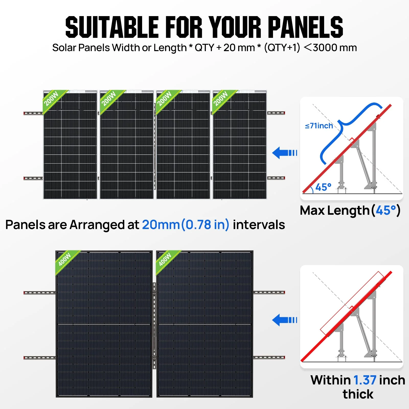 Adjustable Solar Panel Mounting Brackets for 1–4 Pieces of 200W–400W Panels - Image 4