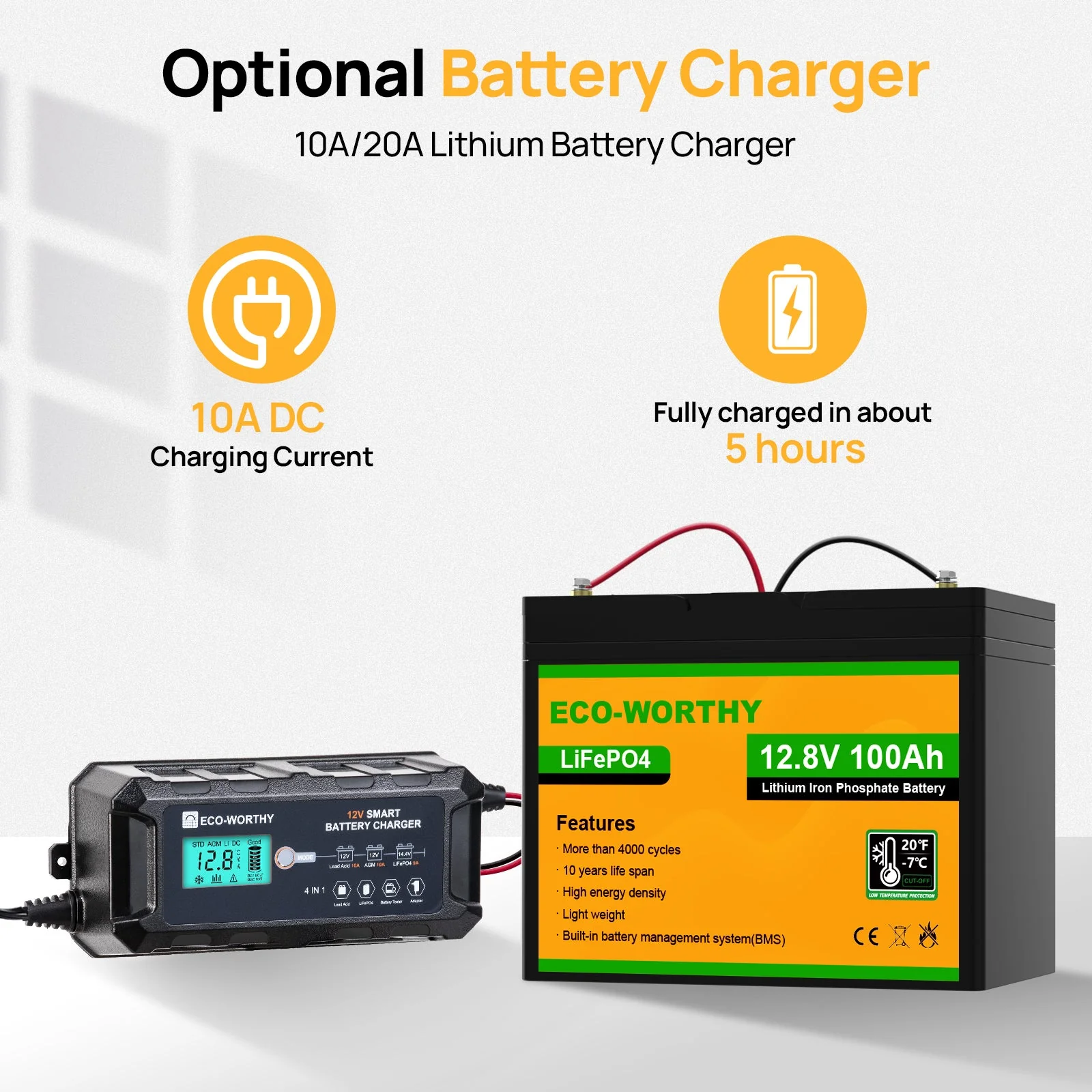 LiFePO4 12V 100Ah Lithium Iron Phosphate Battery With Low Temperature Protection - Image 5