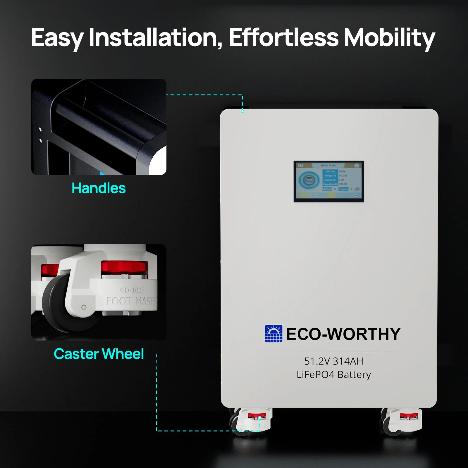 ECO-WORTHY Home Backup Power 16.08KWh 51.2V 314Ah Battery+10kW 48V Off Grid Inverter - Image 6